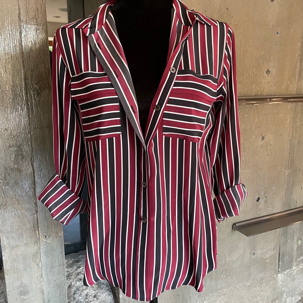Equipment Femme silk striped button down blouse